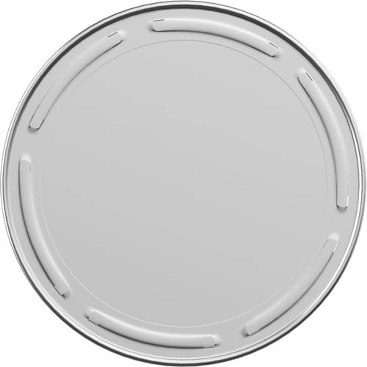 Silver metal can lid with ridged edges
