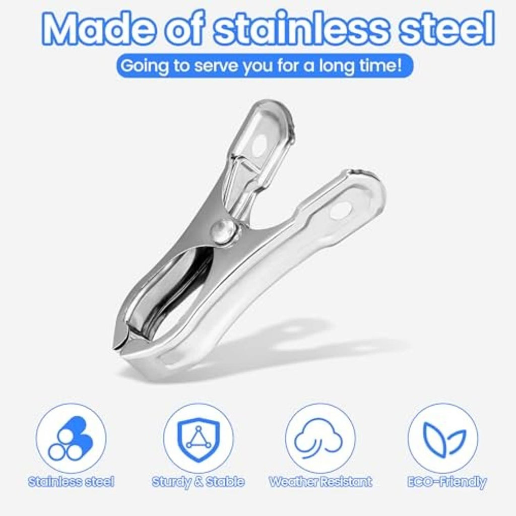 Stainless steel greenhouse clamp, curved arms with round hinge and mounting hole