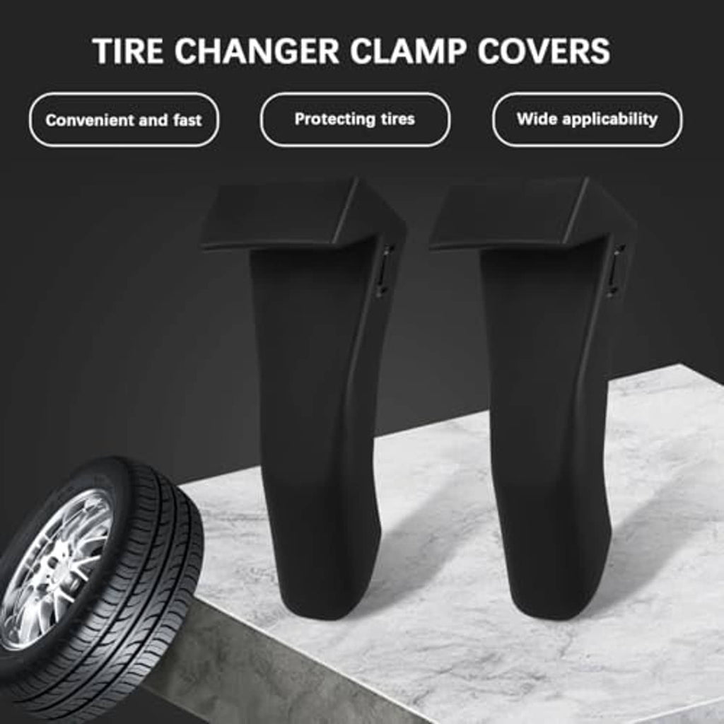 Black tire changer clamp covers set, wide base protective jaw covers.