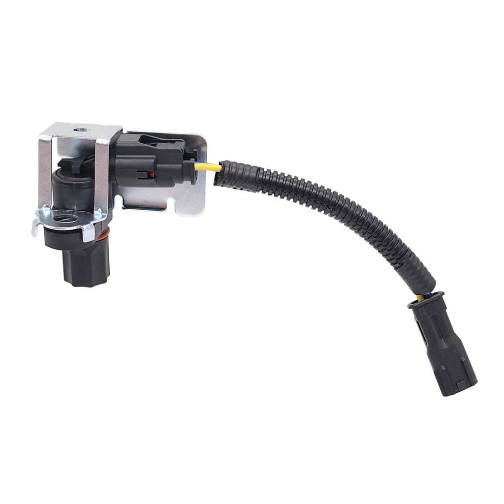 Rear differential ABS wheel speed sensor with black housing, cable, and yellow wire