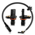 Camshaft crankshaft position sensor set with black housings, orange sealing rings, wiring