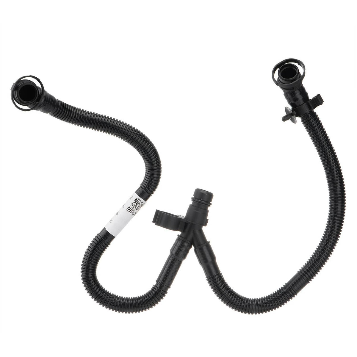 PCV oil separator valve vent hose set with black flexible tubes and hose connectors