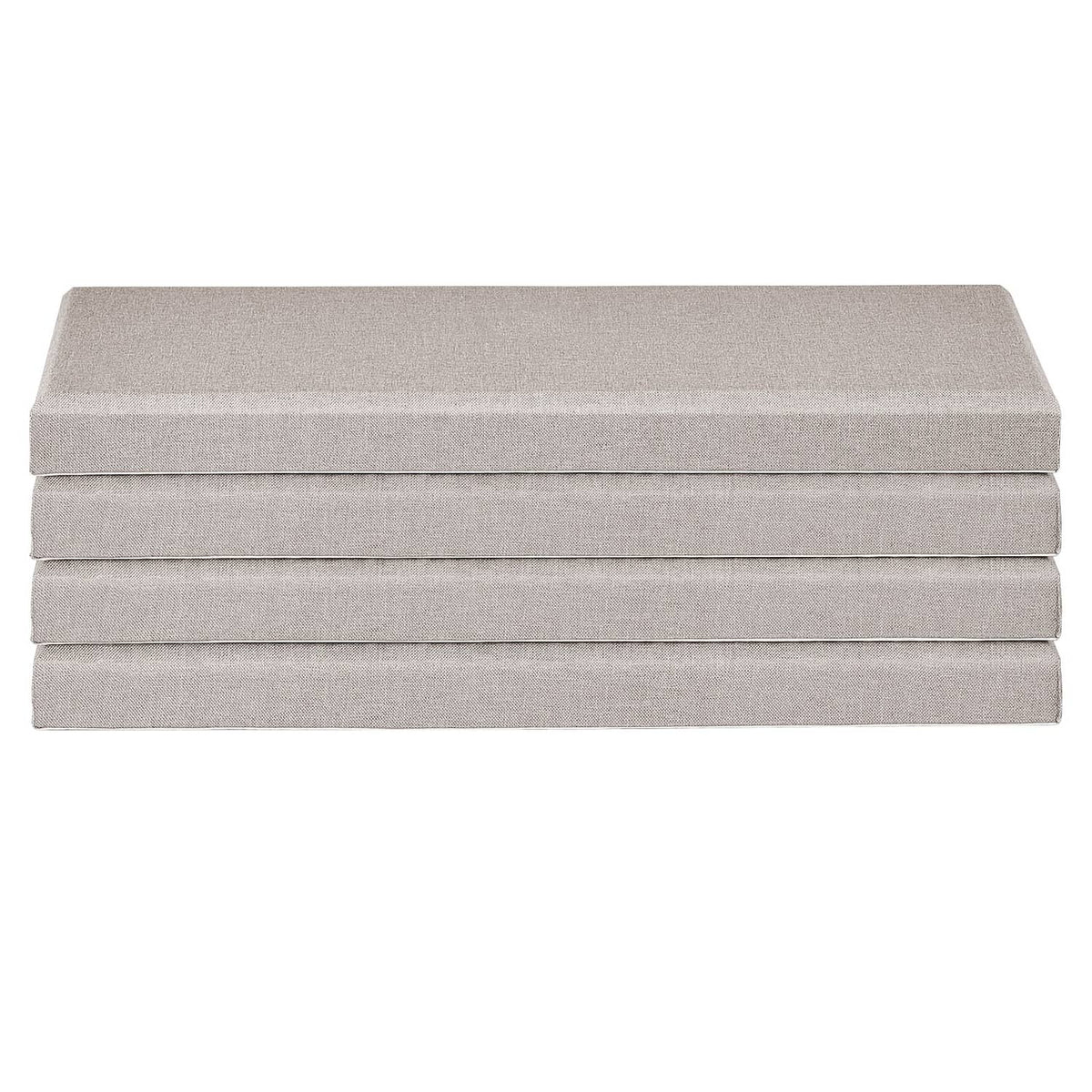 Stacked light-gray self-adhesive acoustic wall panels, rectangular, 2 in thick
