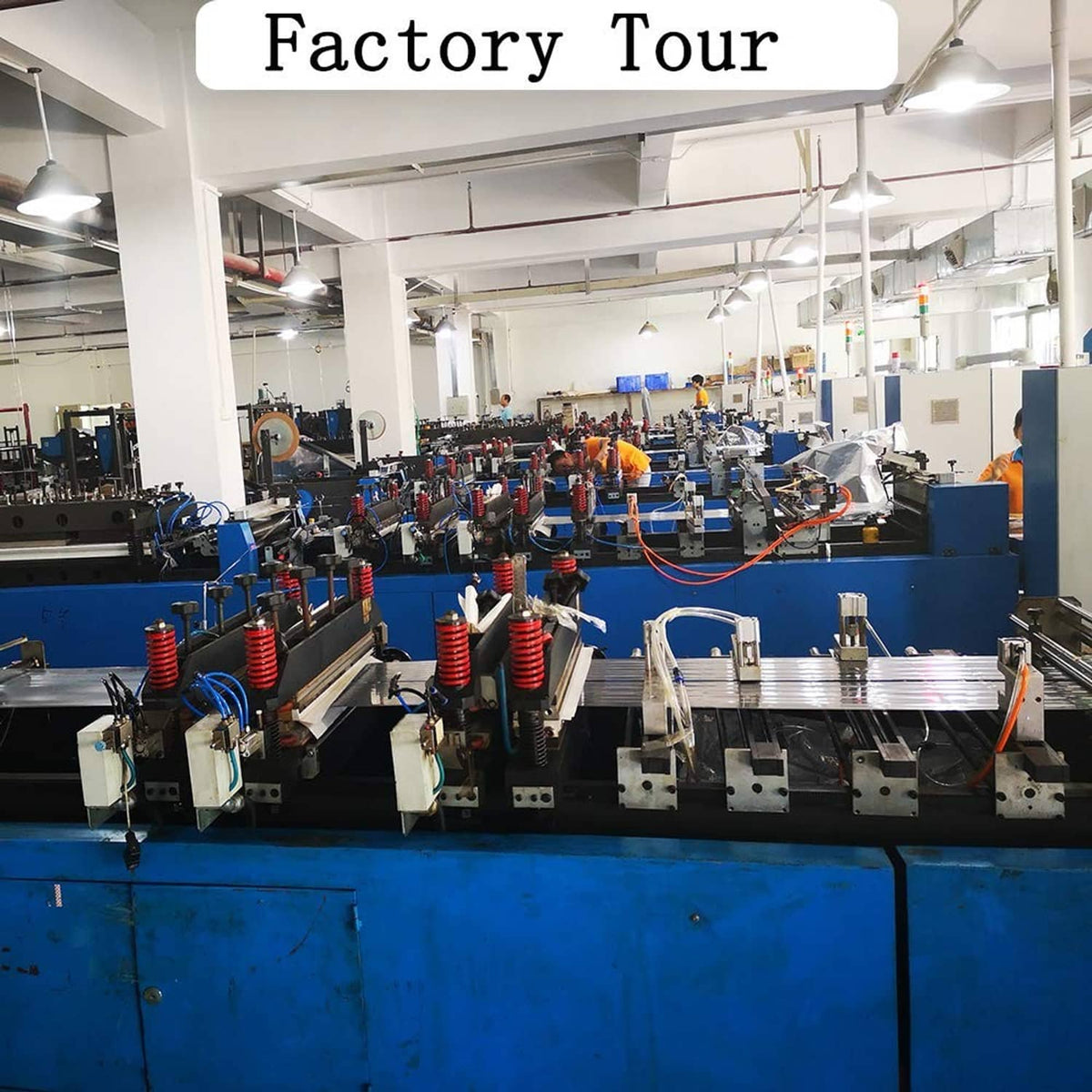 ESD bag production line with packaging machines inside a factory workshop
