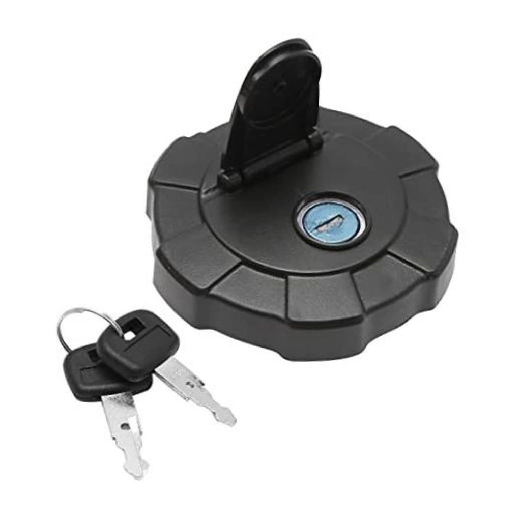 Black fuel tank cap with blue key lock and two keys