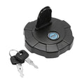 Black fuel tank cap with blue key lock and two keys
