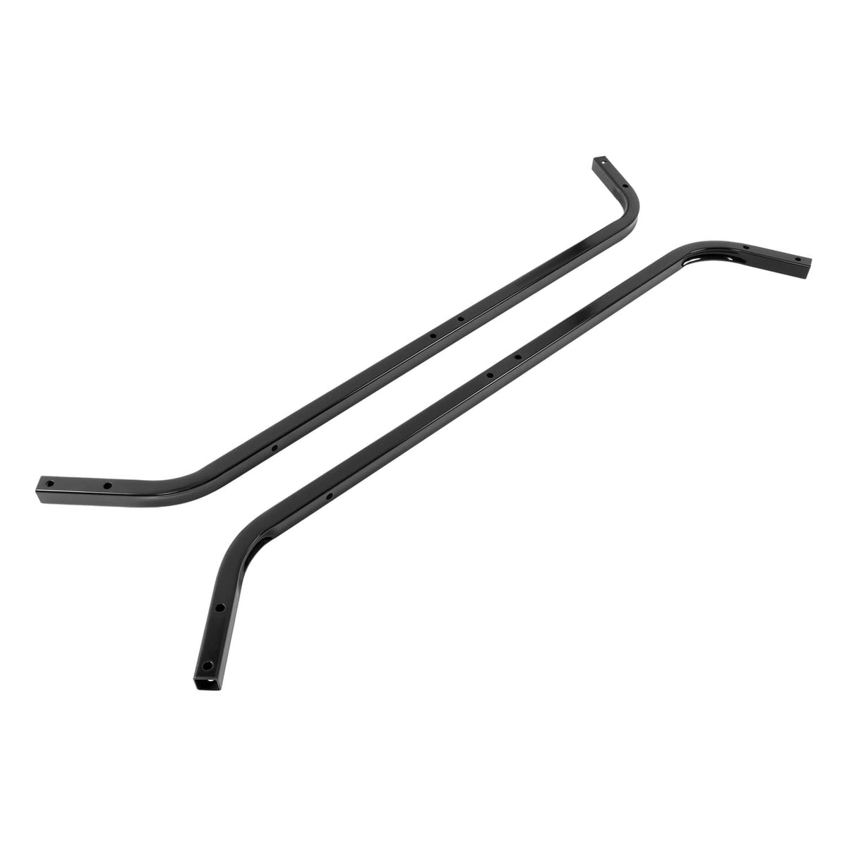 Black steel roof support strut kit, arched front bars with multiple mounting holes