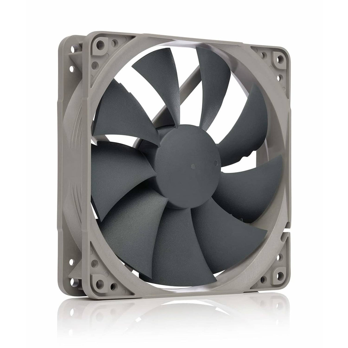 120mm PWM cooling fan with grey frame and black blades, 4-pin connector