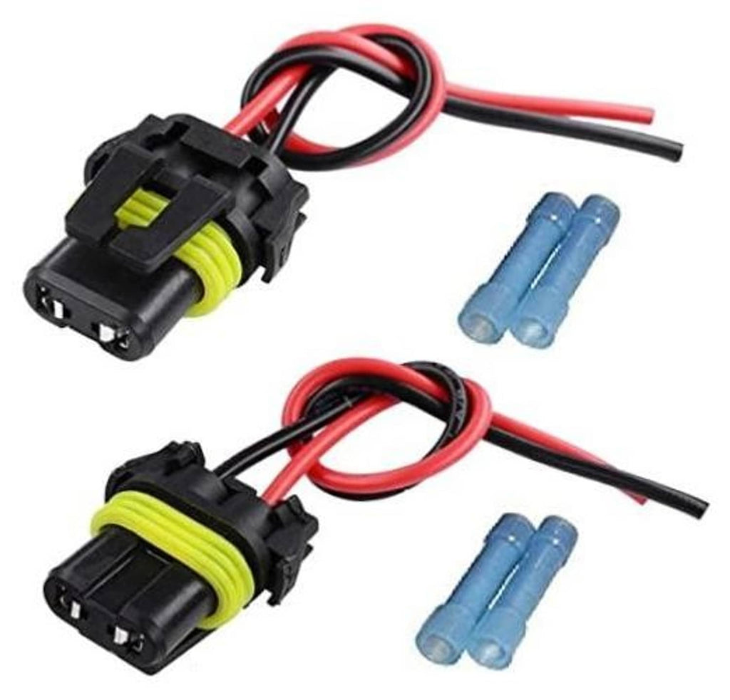Set of two LED female pigtail wiring adapters with black connectors and red/black leads