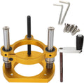 Adjustable router lift, gold aluminum base with threaded posts and mounting hardware