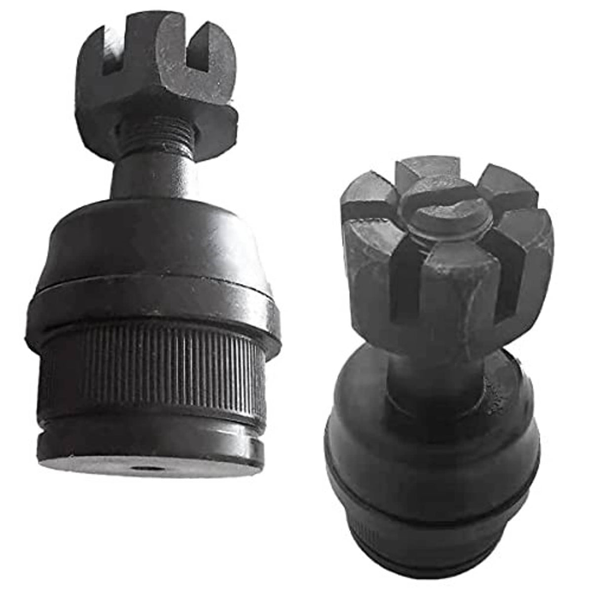 Pair of black ball joints with split clamp top and threaded stud ends