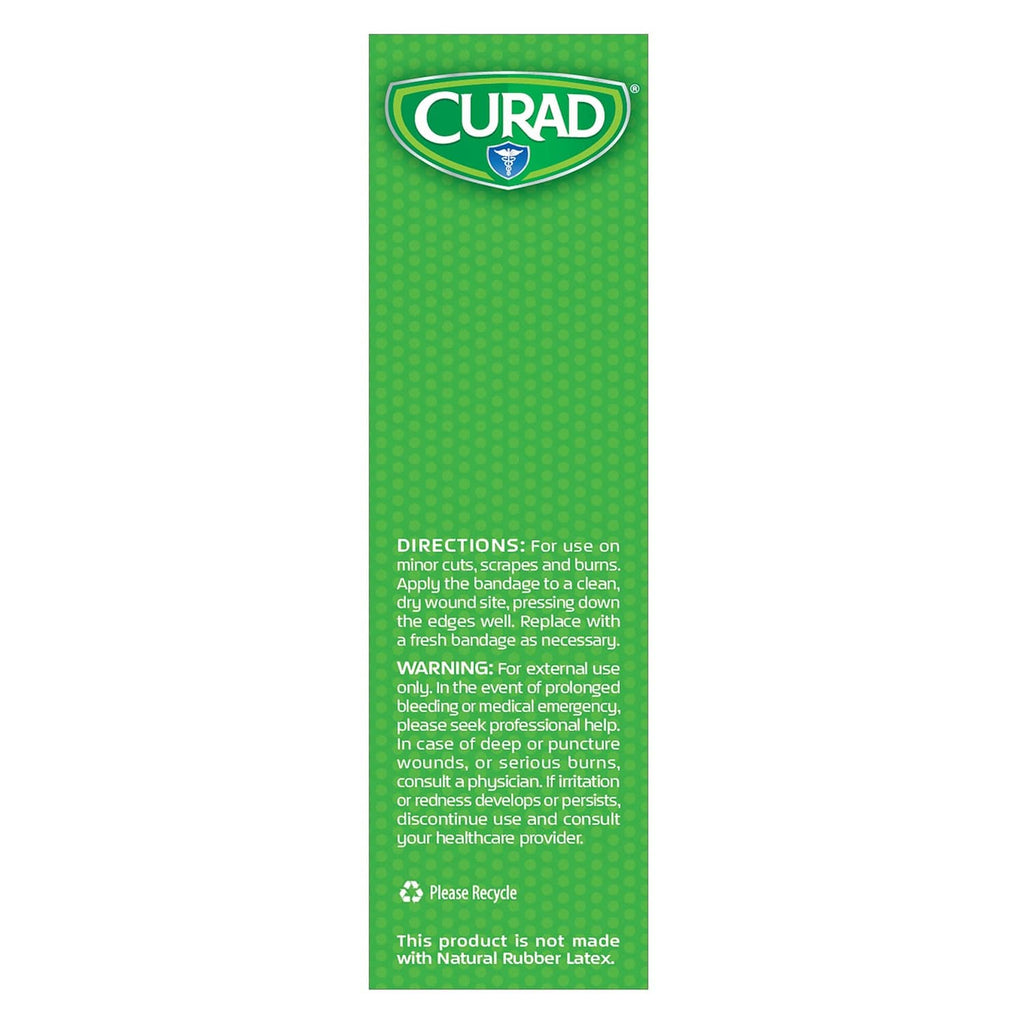 Curad QuickStop flex-fabric bandage box, directions and warnings panel