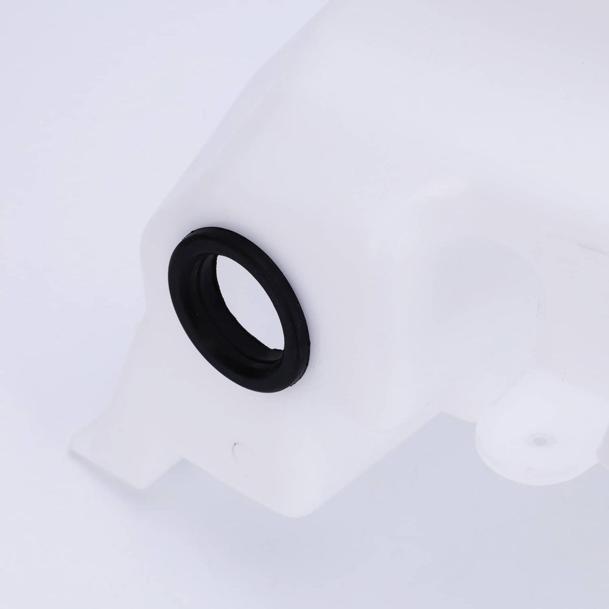 Windshield washer expansion tank cap with black rubber seal ring