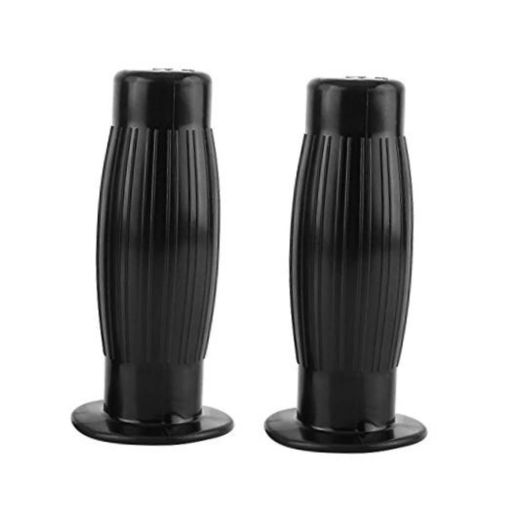 Black universal motorcycle handlebar grip with ribbed non-slip texture and end cap