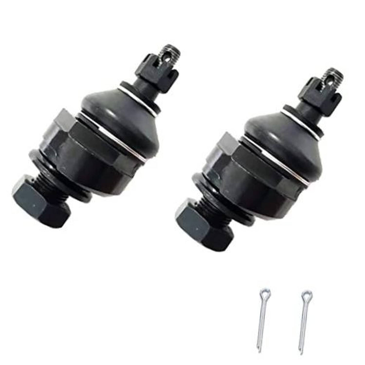 Front upper ball joint kit: two black ball joints with mounting pins