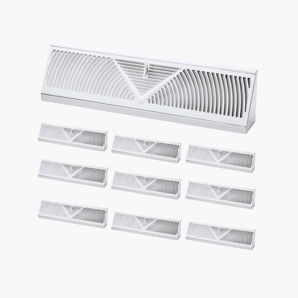 White 18-inch floor vent register set with louvered grilles, 10-pack