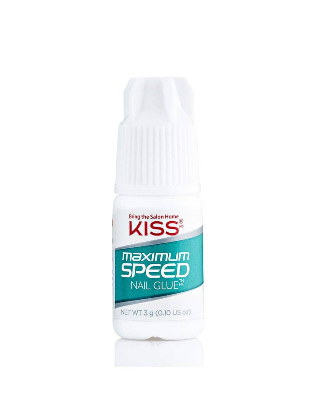 KISS Maximum Speed nail glue bottle with white cap, shown upright