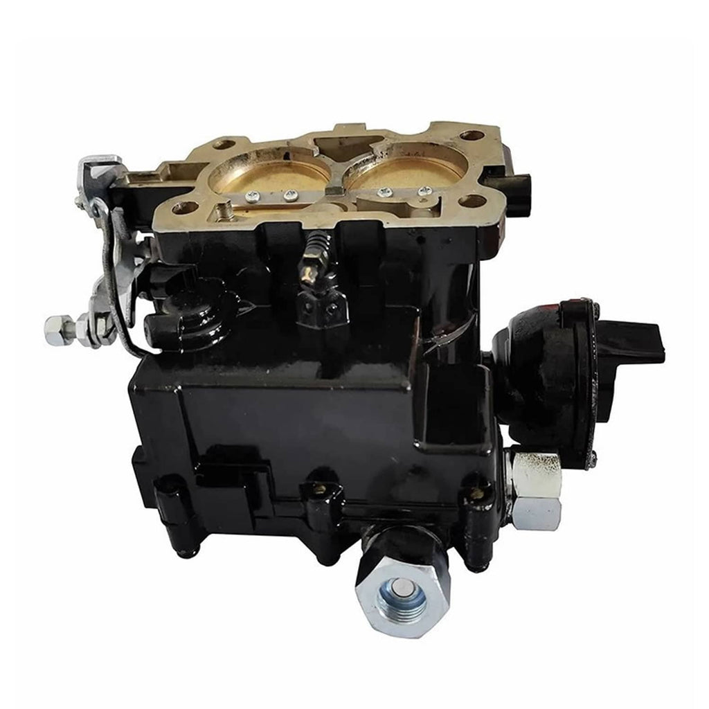 Black carburetor body with top openings and visible linkage hardware