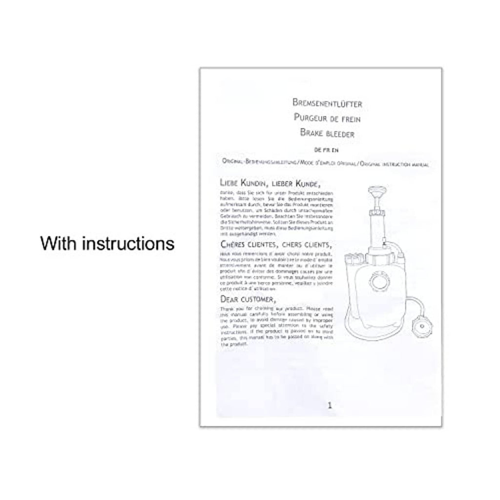 Instruction manual page for brake bleeder fluid pump