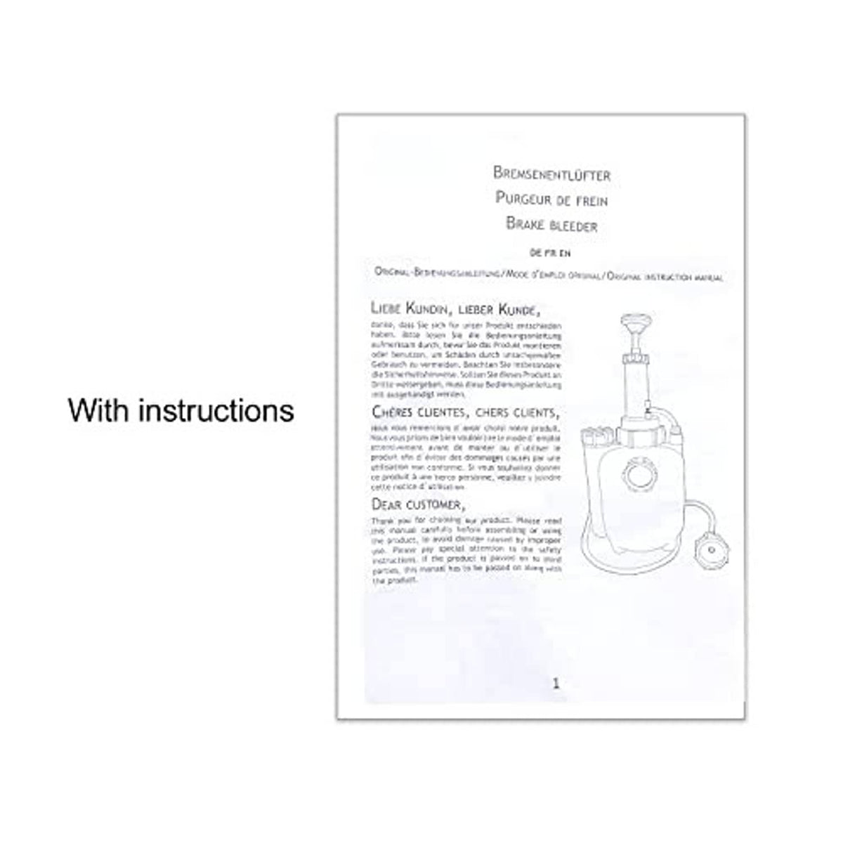 Instruction manual page for brake bleeder fluid pump