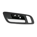 Black left interior door handle trim with chrome bar and circular mounting hole