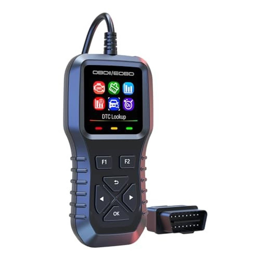 wiiyii K1 OBD2 scanner handheld with button panel and OBDII connector cable