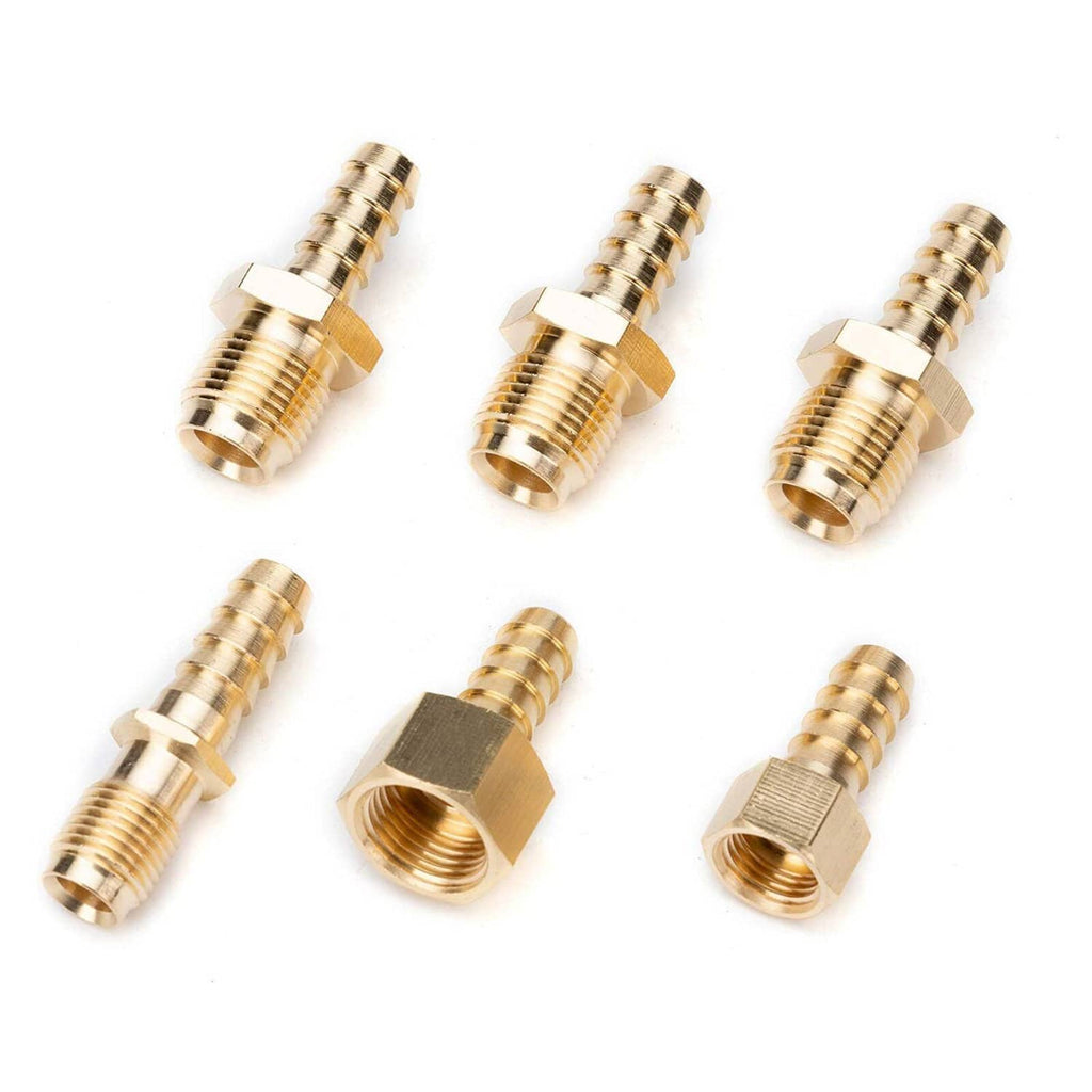 Brass oil cooler fittings set with threaded connectors and hex ends.