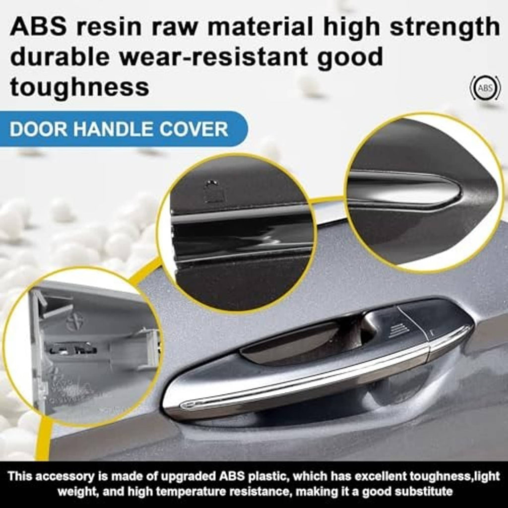 Black door handle key hole trim cover detail with glossy electroplated surface