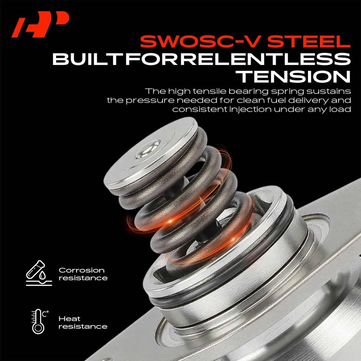 Fuel pump spring assembly in silver metal body with tensioner-style spring coils
