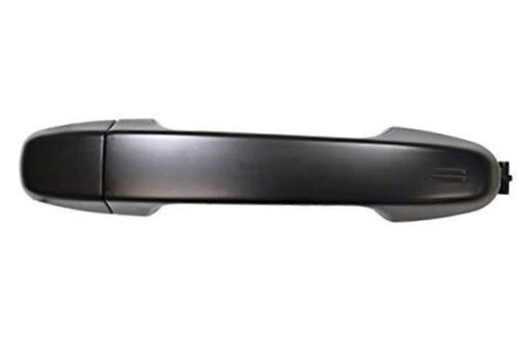 Smooth black exterior outside door handle, streamlined lever, side view