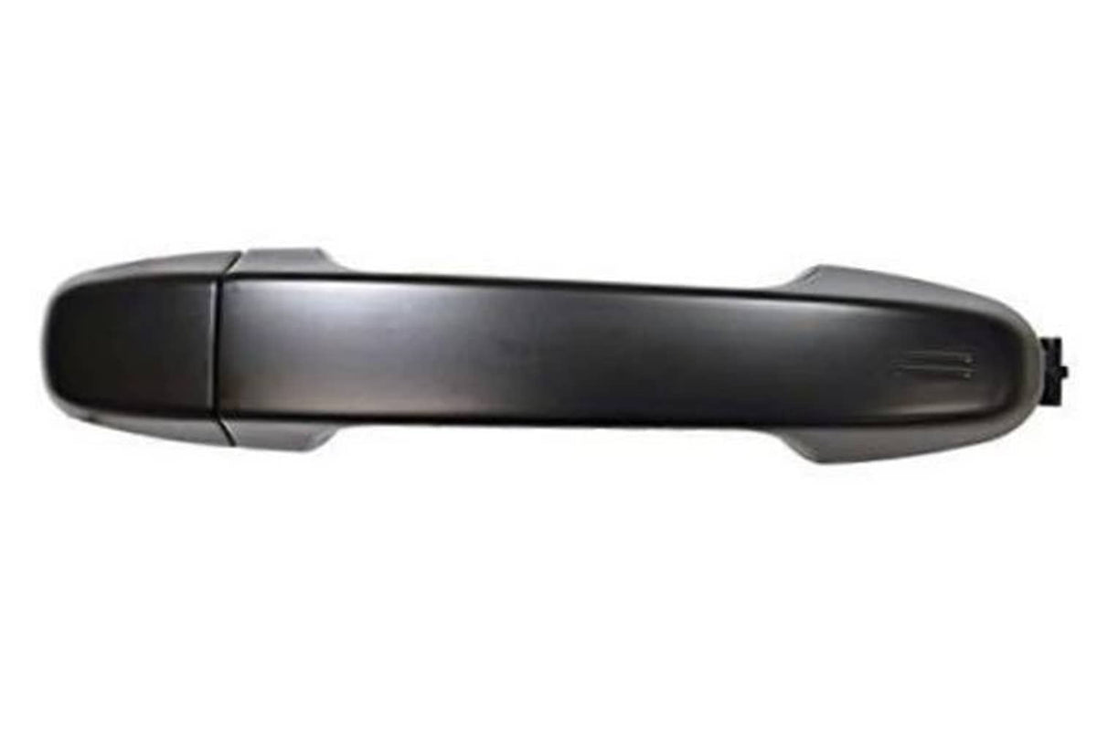 Smooth black exterior outside door handle, streamlined lever, side view