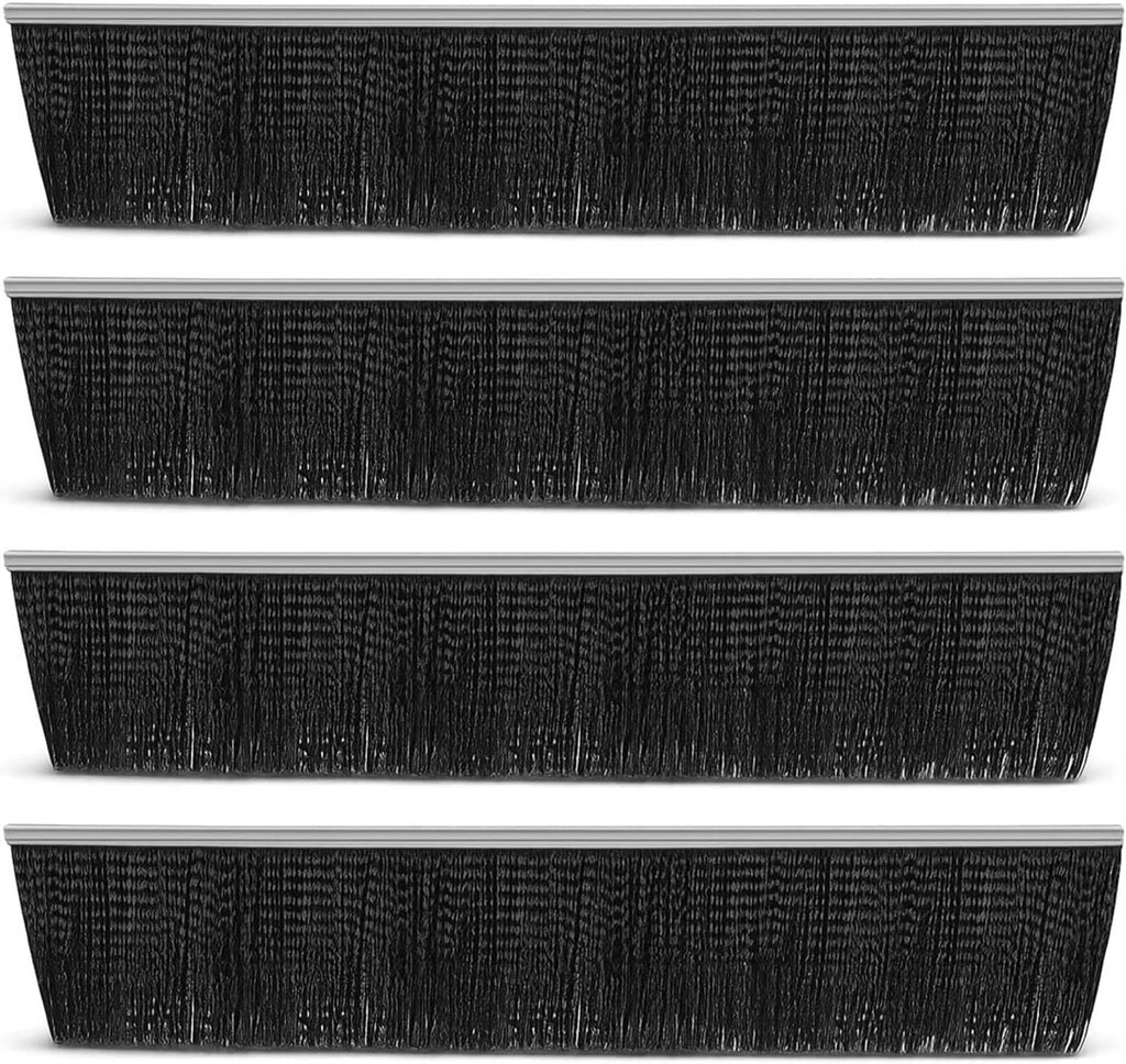 Lawn sweeper replacement brush 4-pack with black bristles and gray mounting strip