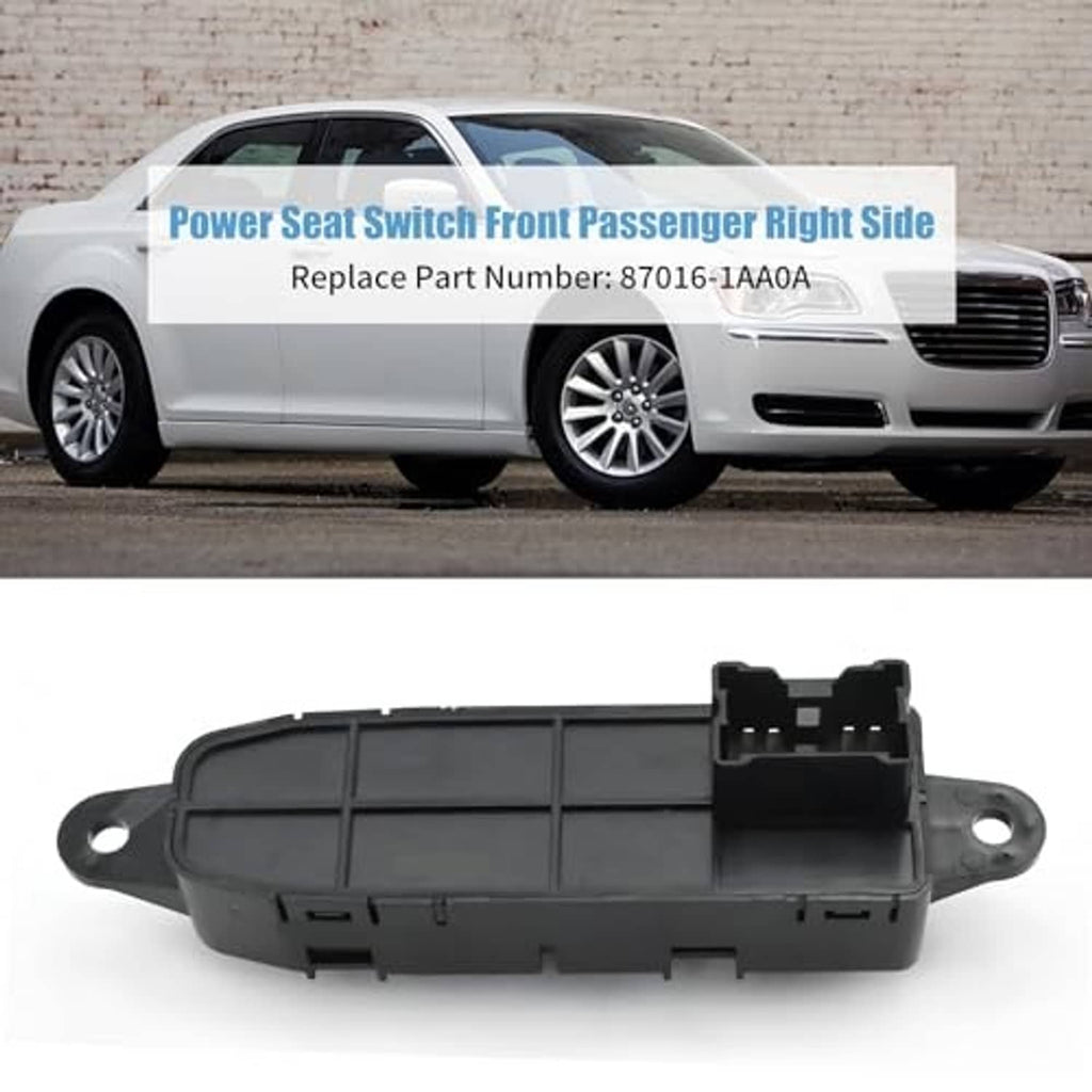 Power seat switch module, black plastic body with connector opening and mounting loops