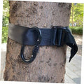 Dark blue tree safety strap with quick-connect D-ring and adjustable buckle