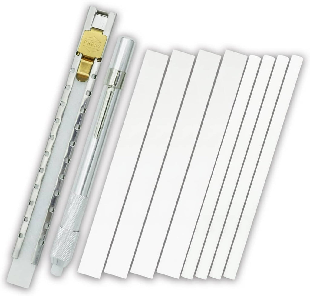 Soapstone holder set with 10 white strips and silver and gold pens included