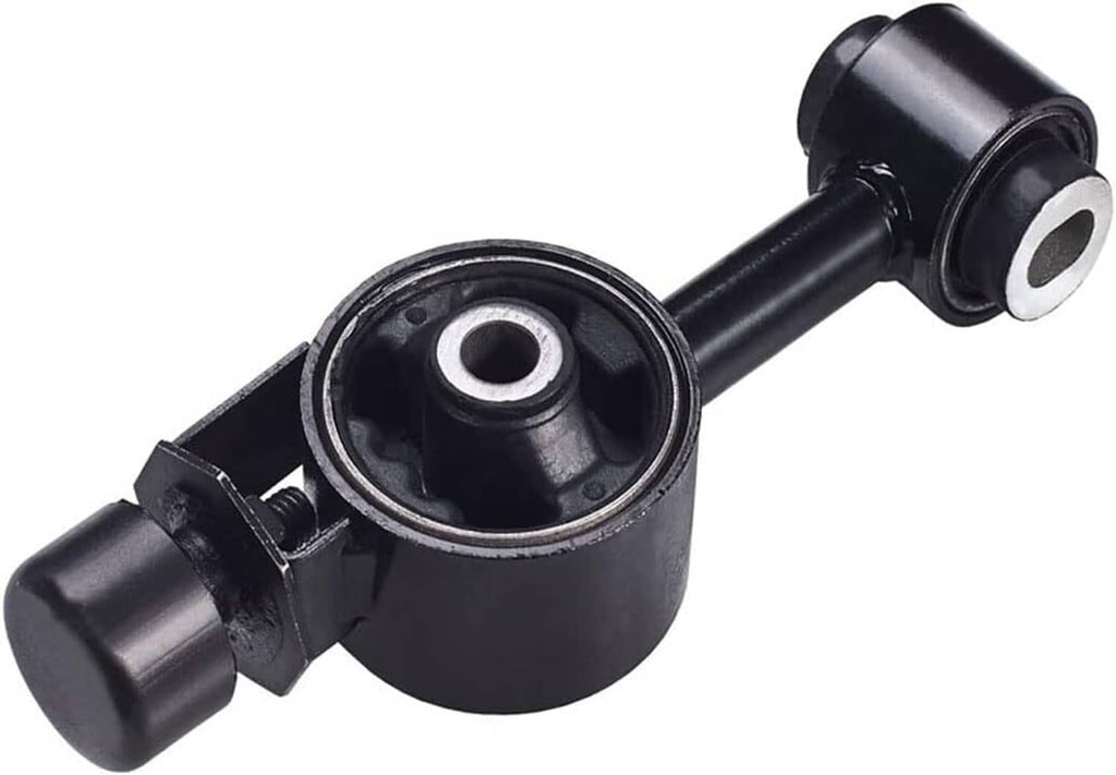 Upper engine motor mount torque strut close-up, black rubber bushing with metal sleeve