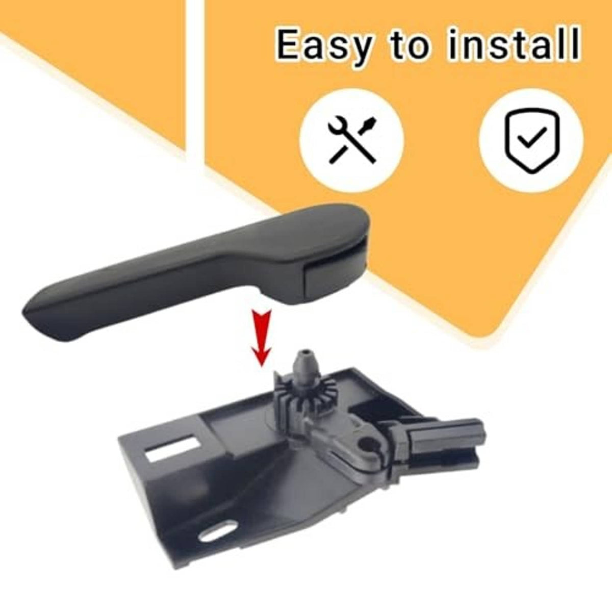 Dark gray hood latch handle with latch mechanism and mounting base