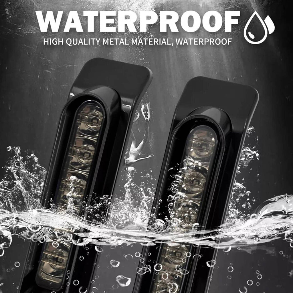 Saddlebag LED filler lights with waterproof-rated design, black housings and clear lenses