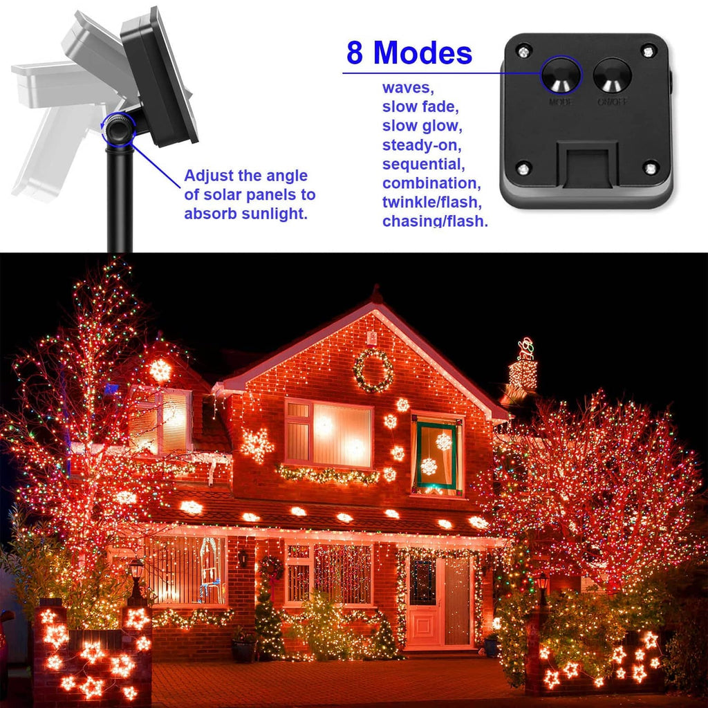 Solar string light control box with adjustable solar panel mount, black finish