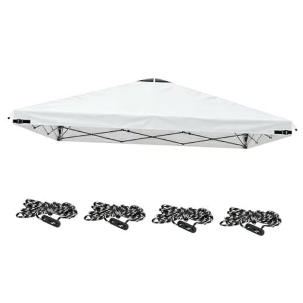 White waterproof canopy replacement top with taped seams and attached ropes