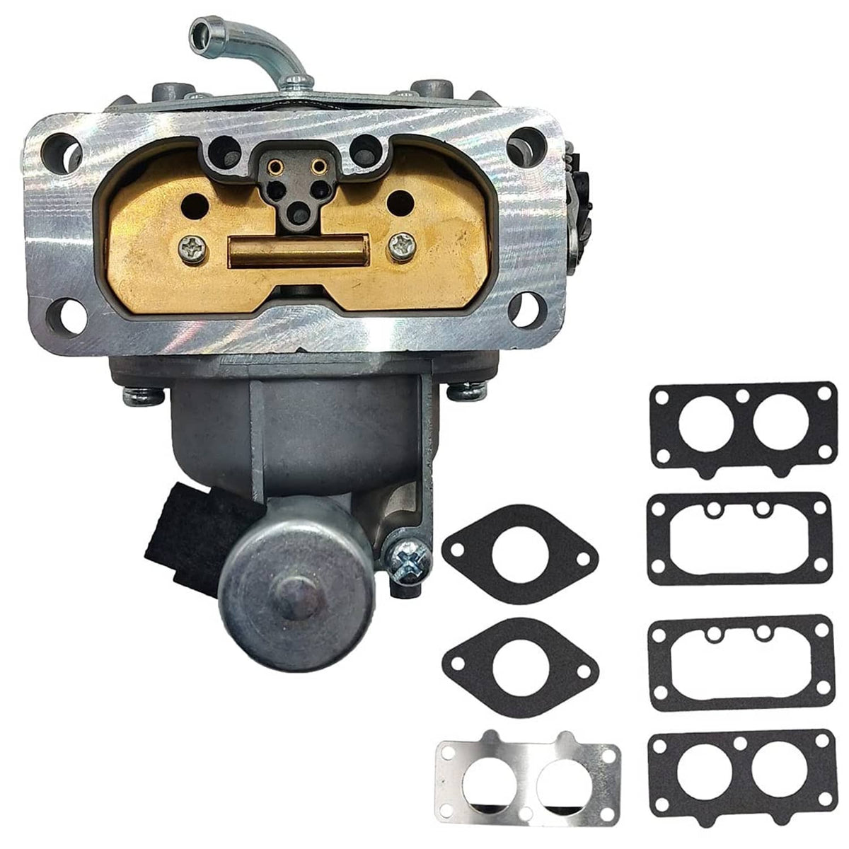 Assembled carburetor with brass throttle bore and included gaskets and gasket plates