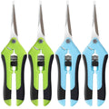 4-pack pruning shears with green and blue handles, black non-slip grips