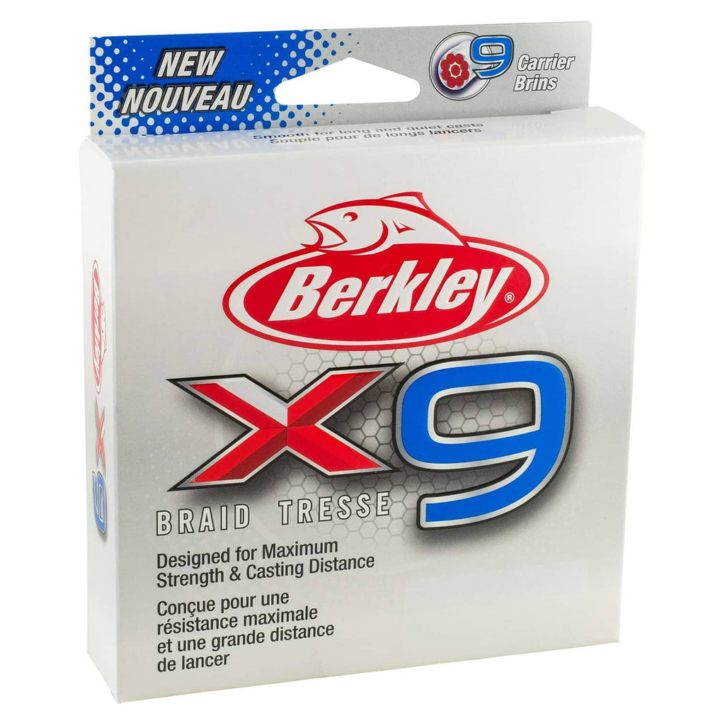Berkley X9 braided fishing line box, new design, 9 carrier brins