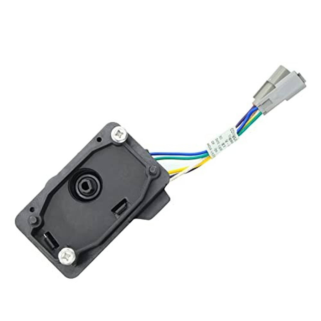 Throttle potentiometer sensor module with wire connector and mounting housing plate