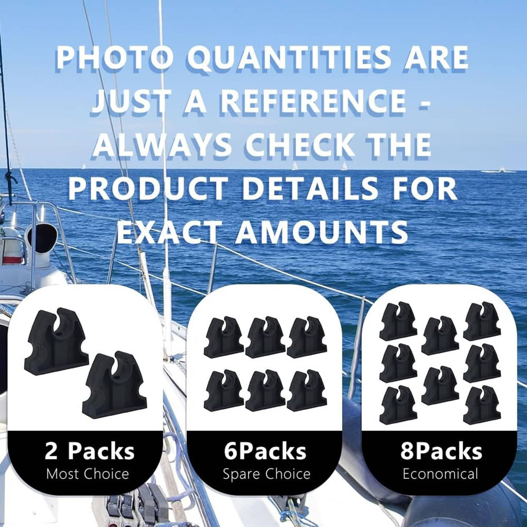 Black rubber boat pole light storage clips, multi-pack layout with several holders
