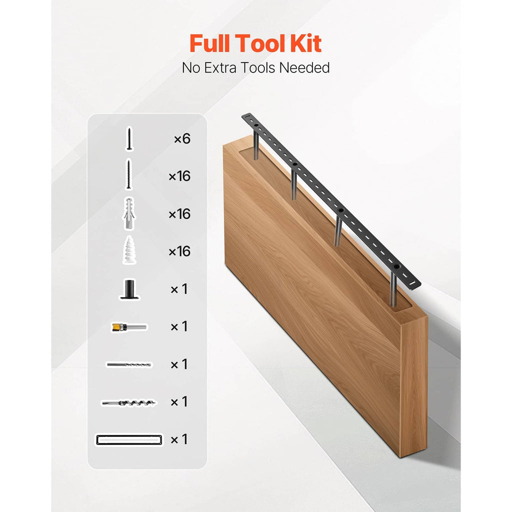 Floating shelf bracket with full tool kit components for installation
