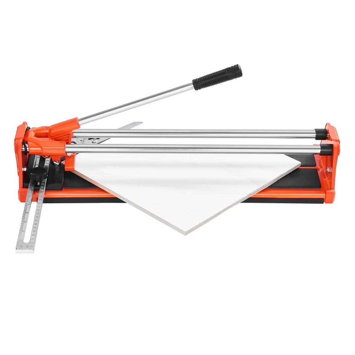 Uimoso manual tile cutter with white tile sheet loaded on the base platform