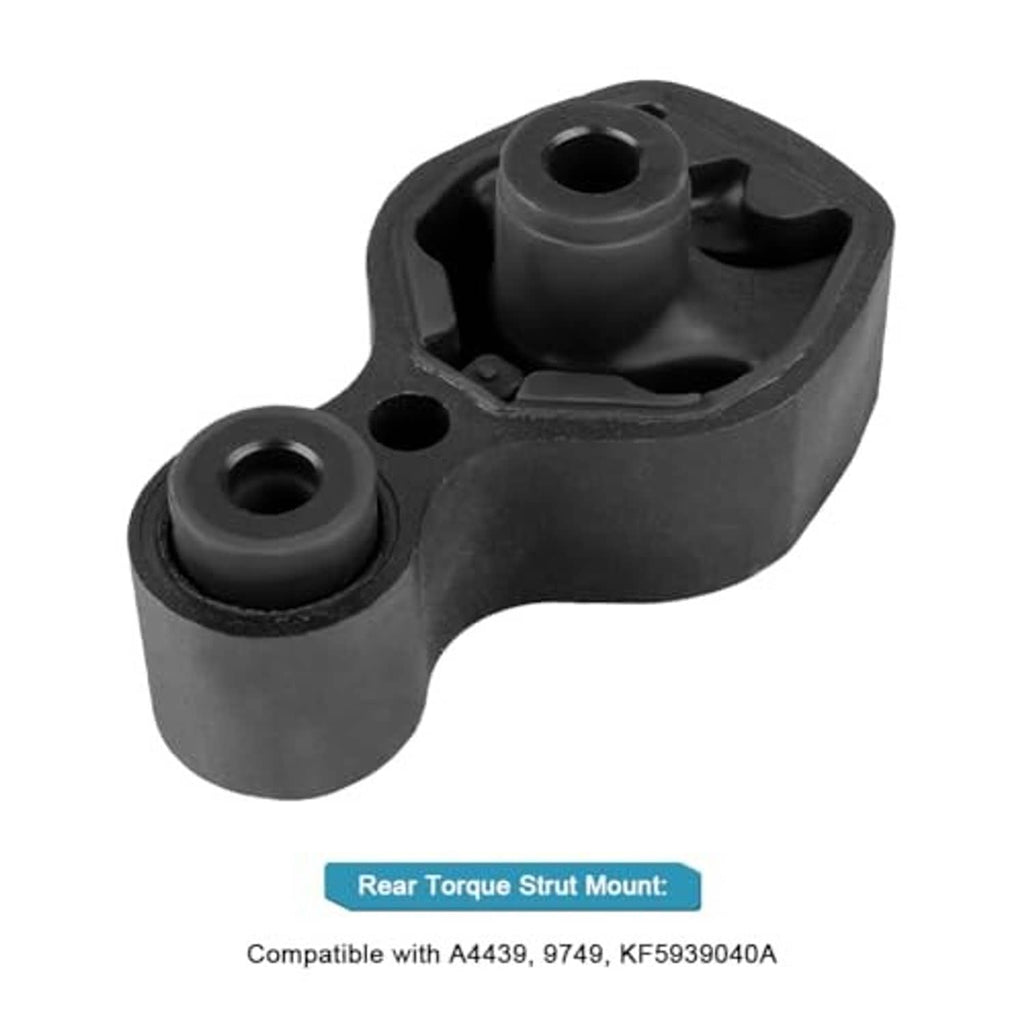 Rear torque strut engine mount bushing assembly, dark gray/black, end and mount plate