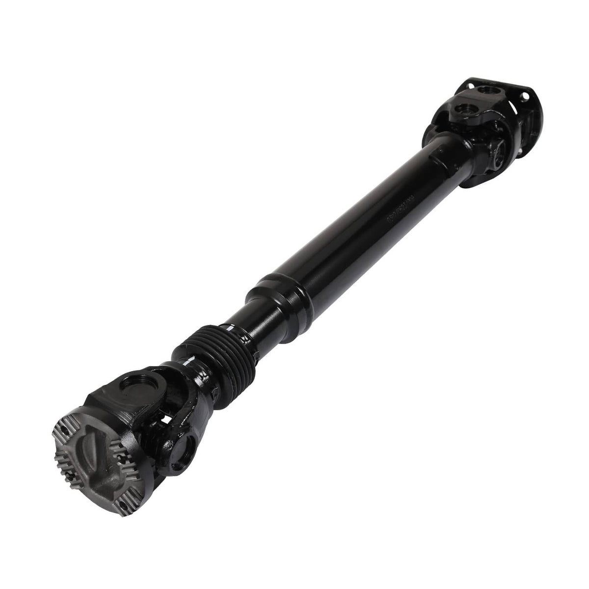 Black front driveshaft assembly with u-joints and flange yoke ends