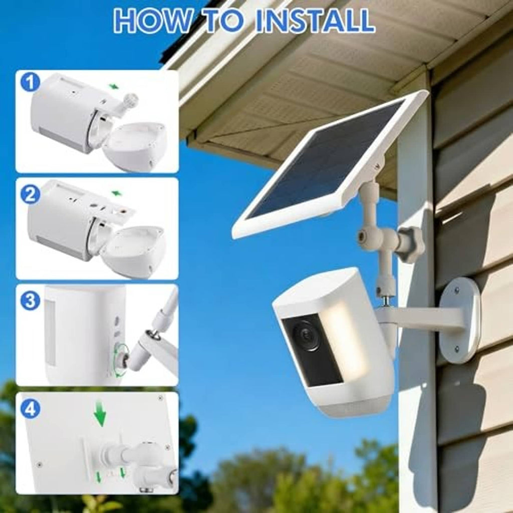 How-to install wall mount with solar panel and camera bracket steps